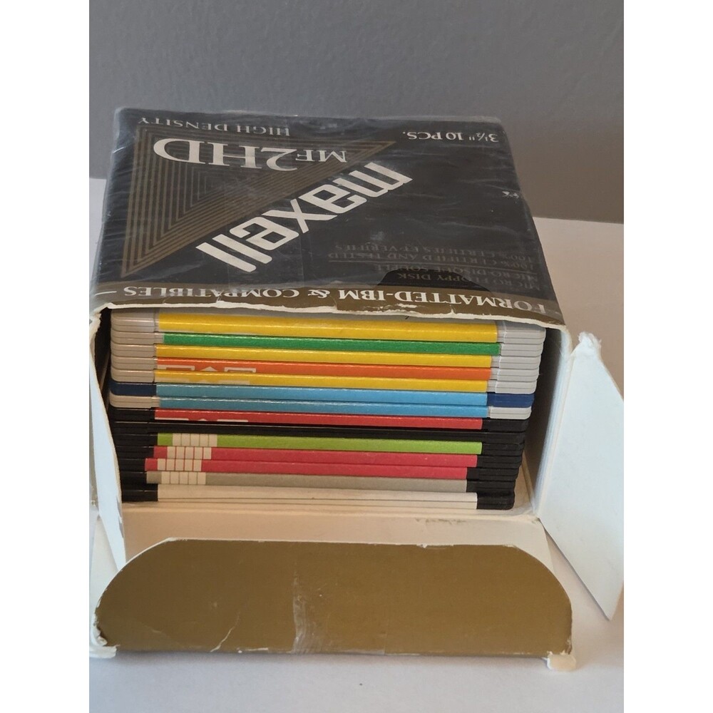 Vintage Box Of 14 Maxell & 3M 3.5" Used Labeled Floppy Disks